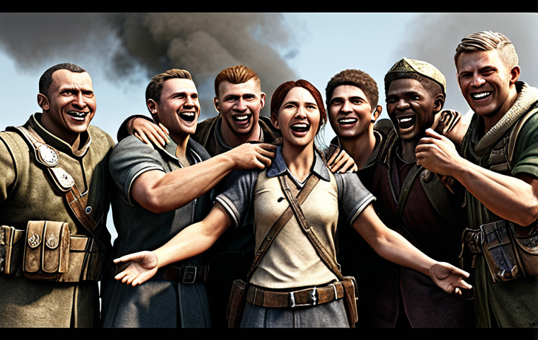 **Image:** A group of Top War players celebrating a victory together, highlighting teamwork and friendship in the game's community. **Prompt:** "Top War players celebrating a victory, showing the power of friendship and community."